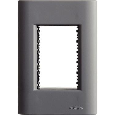 Imagem de Placa 3 Postos 4x2 Tramontina Giz Titânio Soft Touch Suporte Tramontina