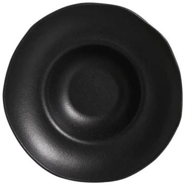 Imagem de Prato de Massa Cerâmica Porto Brasil Preto Matte 450ml Jantar Mesa Pos