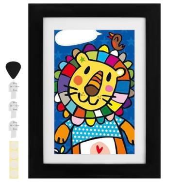 Imagem de XYDHQS Moldura de arte infantil de 1/2/4 peças, abertura frontal, moldura de exibição de arte para crianças, compatível com 50 a 100 obras de arte para desenhos, projetos de arte infantis (madeira