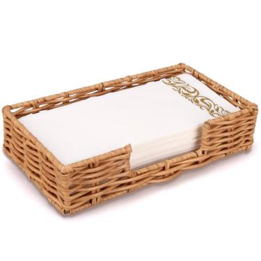 Imagem de Porta-guardanapos de tecido para banheiro - Suporte de toalha de vime para mesa de jantar, cozinha, coquetel, decoração, casa de fazenda rústica, bar, festa, papel - suportes de toalha de mão