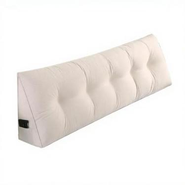Imagem de Travesseiro de cama triângulo Twin GG para cabeceira, almofadas de leitura triangulares para sentar na cama, almofada de cabeceira de cunha para dormitório universitário, bege