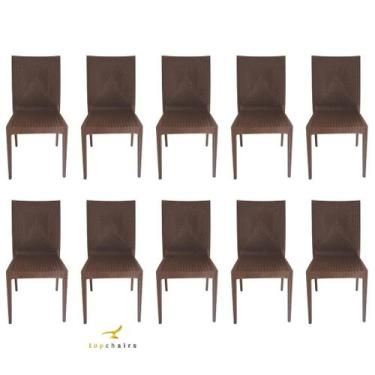 Imagem de Kit dez cadeiras rattan marrom - Top Chairs