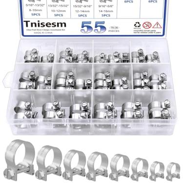 Imagem de Tnisesm Mini braçadeiras de mangueira de injeção de combustível ajustáveis 7-18 mm 10 tamanhos 304 kit sortido de grampos de linha de combustível de aço inoxidável, mangueiras, para tubo de gasolina