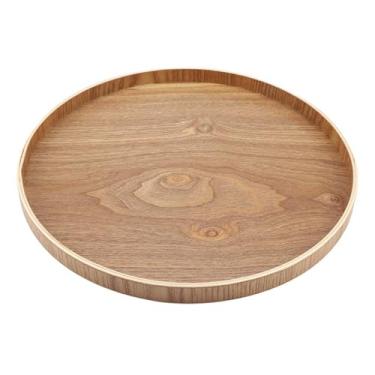 Imagem de Bandeja de Madeira para Servir, Design Vintage para Decoração de Casa, Conjunto de chá, Frutas, Marrom, Sala de Estar (33cm)