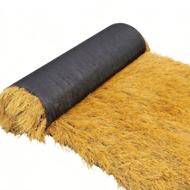 Imagem de XLX TURF Feno artificial para telhado de grama de palha para presépio, acessórios de vila de Natal, decoração de festa - 89 cm x 30 cm de grama cega de pato à prova de fogo - canudo falso para Tiki