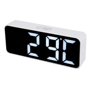 Imagem de XYDHQS Despertadores para quarto, alarme eletrônico triplo com regulagem de temperatura de data, despertador digital LED, relógio elétrico de mesa de cabeceira, relógio de mesa pequeno para crianças
