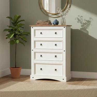 Imagem de Cômoda 4 Gavetas Madeira Maciça - stox, Branco