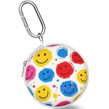 Imagem de Koujaon Capa rígida portátil para fones de ouvido Apple EarPods USB-C com fio Airpods 4 Airpods Pro 2 Beats Bose Galaxy Buds (rosto sorridente)