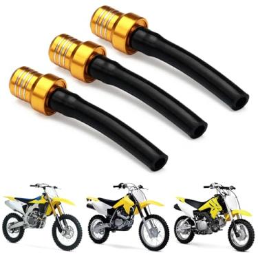 Imagem de USTPO Mangueira de ventilação com tampa de gás Dirt Bike, 3 peças, válvula de tanque de combustível, respiro CNC, universal para 50-450cc DRZ RM LTZ ATV Dirt Pit Bike Gold