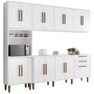 Imagem de Cozinha Completa Lorena 15 Portas 2 Gavetas Branco Kaiki Móveis