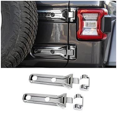 Imagem de CheroCar Para Jeep JL Tampa de dobradiça de porta traseira Suporte de pneu sobressalente Porta Traseira Guarnição Exterior Acessórios para Jeep Wrangler JL JLU 2018-2025 UP Sport X Sahara Rubicon