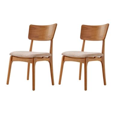 Imagem de Conjunto com 2 cadeiras Viena Gold em Madeira Maciça para Sala de Jantar - Brisa/Cinamomo Imbuia
