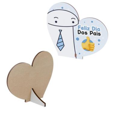 Imagem de Kit 15 Lembrancinhas Dia Dos Pais Mdf Coração - DK, Feliz Dia dos Pais
