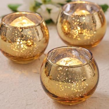 Imagem de Castiçais votivos Volens Gold Mercury Glass (24 unidades)