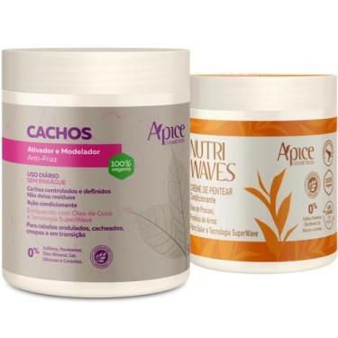 Imagem de Kit Apice Cachos Nutritivo Ativador Modelador 500g Nutri Waves Creme d