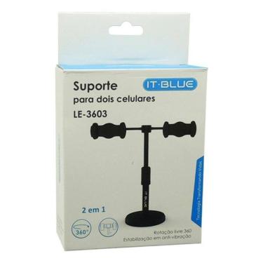 Imagem de Suporte Duplo De Mesa Para Celular Reunião Gravação Ligação