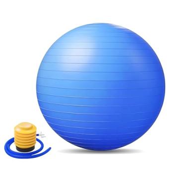 Imagem de JustGoFit Bola de Pilates 55cm 65cm 75cm com Bomba – Antiestouro, Yoga e Academia, Diversas Cores (Azul, 55cm)