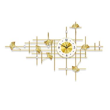 Imagem de CUTPOIY Grandes relógios de parede Sunburst feitos de metal, arte 3D dourada design de luz das estrelas silencioso, tapete de quartzo Sunburst sem tique-taque, relógios de parede criativos para a sala