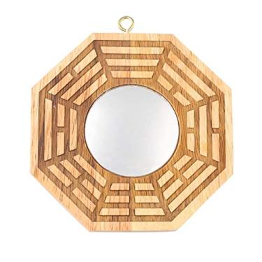 Imagem de Espelho Feng Shui, Espelho Bagua, Cultura Chinesa Taoísta Feng Shui Madeira de Pêssego Bagua Espelhos Convexos Espírito Maligno Talismã Mahogany Pakua 10 cm Espelho Decoração de Casa