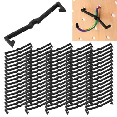 Imagem de Asofelk Fechaduras de plástico preto, 80 peças, travas de gancho de plástico para quadro de pegboard, clipes para quadro de 1/10.2 cm e 1/20.3 cm, travas e retentores de gancho de placa de Pegboard