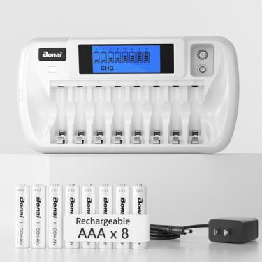 Imagem de Cargador de Baterías BONAI 8+1 Bahías con 8 Pilas AAA 1100mAh