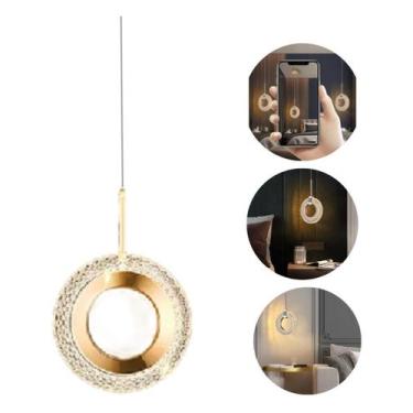 Imagem de Pendente Cristal Oval Moderno Dourado 3 Tons Luz 7w Bivolt - AAATOP