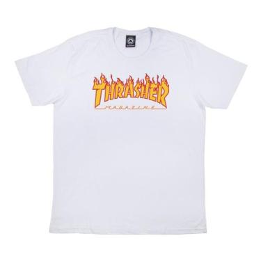 Imagem de Camiseta Manga Curta Flame Logo Thrasher Magazine, Branco, PP
