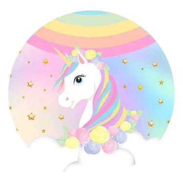 Imagem de Painel De Festa Redondo Decoração De Aniversário 1,5 Unicórn