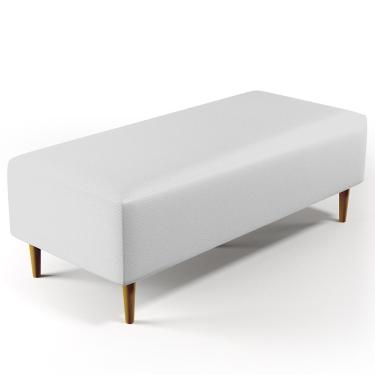 Imagem de Puff Decorativo Sala de Estar Bali W01 Pés Palito 120x50 cm Corano Branco - Lyam Decor