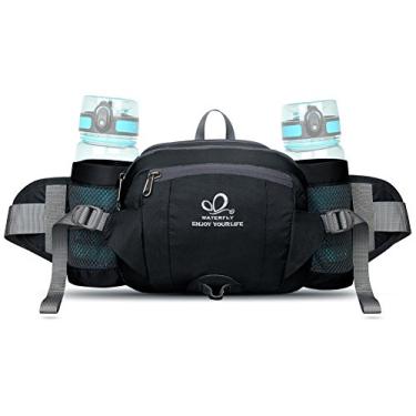 Imagem de WATERFLY Pochete de cintura: pochete 2 suportes de garrafa de água cinto lombar caminhada corrida corrida acampamento homem grande mulher (garrafa não incluída)