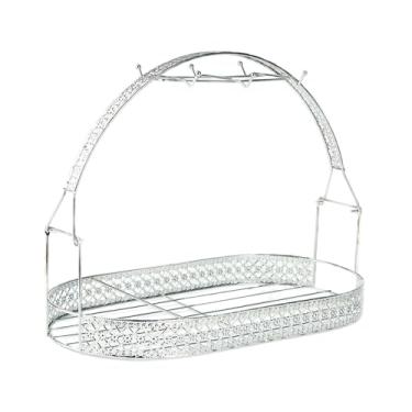 Imagem de IEUDNS Escorredor de garrafas organizador de cozinha presente escritório versátil para 6 xícaras acessórios, Oval Prata