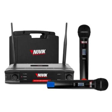 Imagem de Microfone UHF Dupla Frequencia Fixa Transmissao Digital - Novik