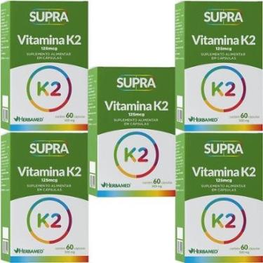 Imagem de Kit 5X Supra Vitamina K2 - 500mg 60 Cápsulas - Herbamed-Masculino