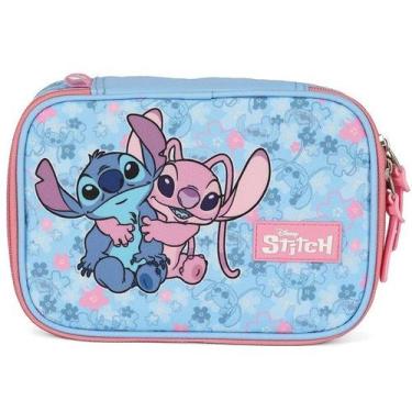 Imagem de Estojo BOX Escolar STITCH Disney Azul e Rosa Luxcel