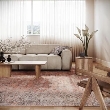 Imagem de Nuloom Hillstone Collection Tapete de área de 6 cm x 20 cm, medalhão envelhecido vintage tradicional, grosso e macio, durável, mistura de poli/juta, fácil de limpar, sala de estar, quarto