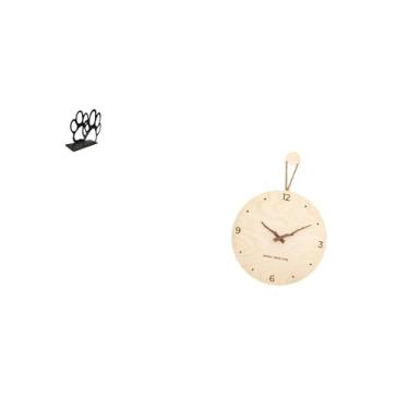 Imagem de Fenteer Porta-guardanapos Elegante em Formato de Pata de Cachorro E Organizador Minimalista de Relógio de Parede Nórdico de Madeira para Decoração Moderna de