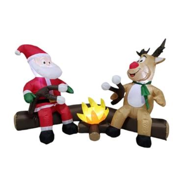 Imagem de shamjina Decoração inflável de Natal, decoração de Natal, Papai Noel inflável e renas, display engraçado embutido em LED para quintal, festa,