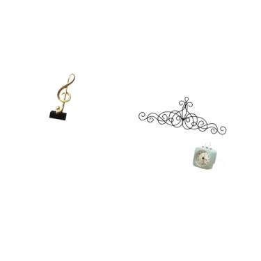 Imagem de Fenteer Escultura de Nota Musical de Resina, Ornamento de Mesa E Placa de Decoração de Parede com Pergaminho de Metal para Mesa, Lareira, Pátio, área Interna