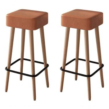 Imagem de Kit 2 Banquetas Banco Alta Luxo Para Area Gourmet Cozinha Bar Balcao Bistro Courino Caramelo Eli Móveis E Decoração