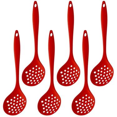 Imagem de Escumadeira De Silicone Vermelha Grande Kit 06 Un