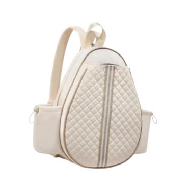 Imagem de menolana Mochila para raquete de tênis, bolsa para raquete de tênis, bolsa multifuncional impermeável acolchoada para de badminton, mochila para treino ao ar, Bege