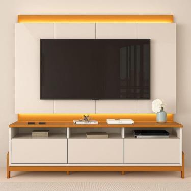 Imagem de Rack Bancada Com Painel Para Tv De Até 75 100% Mdf Joana Jequitiba-off White