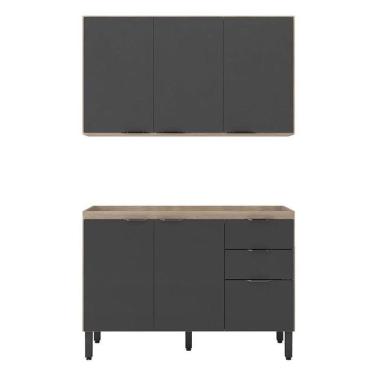 Imagem de Cozinha Modulada Firenze Fi0009 Avena Grafito - Demóbile