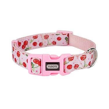 Imagem de Petiry Coleira para cachorro com padrão de cereja, cinta de nylon e fita de poliéster 2 camadas, para cães pequenos (pequena, cereja)