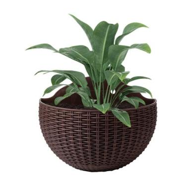 Imagem de Vaso de flores pendurado na parede, imitação de semicírculo de vime, 2