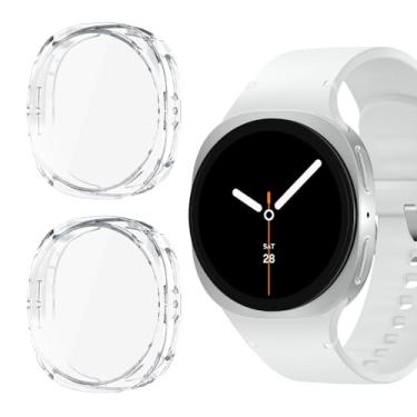 Imagem de HAOZHI 2Peças Película Protetora Compatível com Samsung Galaxy Watch 8 40mm 44mm,Capa Bumper Case de TPU para Samsung Galaxy Watch 8 Protetor de Tela (Transparente+Transparente, 40mm)