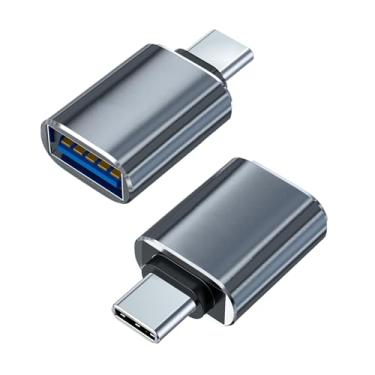 Imagem de Adaptador USB C macho para USB 3 fêmea, conversor de cabo de carregador USB para tipo C, Plug and Play de alta velocidade, compatível com vários dispositivos-2 unidades/cinza