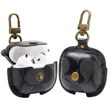 Imagem de Capa para AirPods 4 (2024), proteção completa à prova de choque para AirPods 4ª geração, compatível com AirPods 4ª capa com chaveiro para mulheres e homens - preta