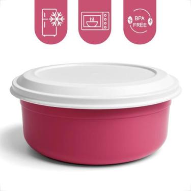 Imagem de Tigela Saladeira Redonda Kit 5 Potes Plastico Com Tampa 4,6L Cozinha S