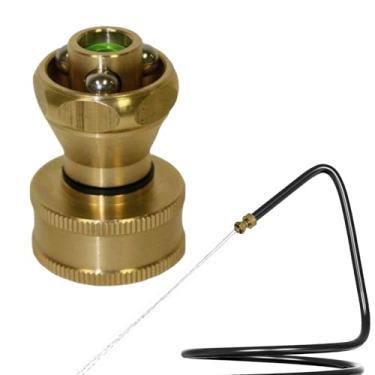 Imagem de YAFIYGI Bocal de tiro forte de latão acessório de mangueira de água de alta pressão para lavagem de jardim e barco pulverizador giratório ajustável bocal de lavagem potente para lavagem de carro e